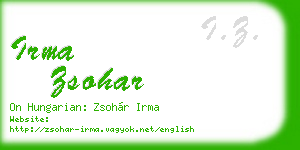 irma zsohar business card